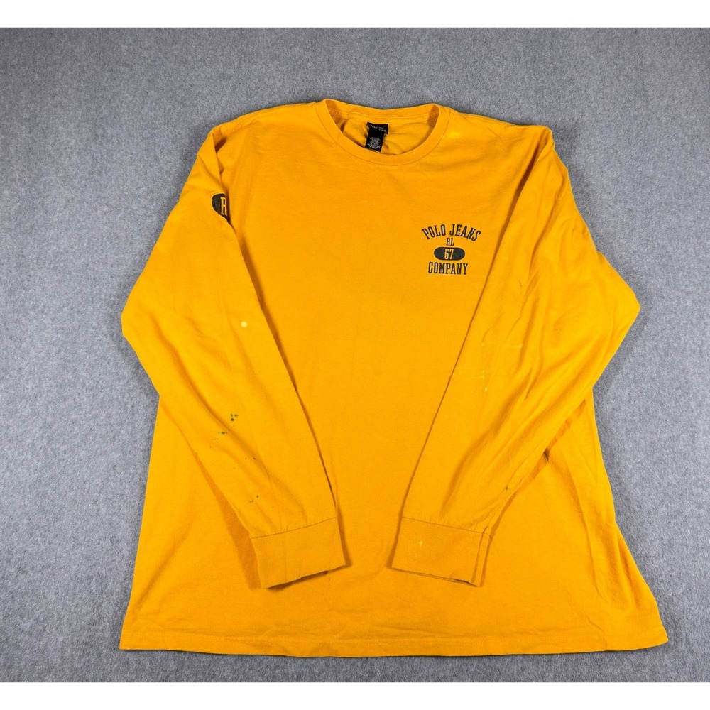 Vintage Y2K Polo Jeans‎ Co Ralph Lauren Long Sleeve T Shirt Mens XL Yellow90s